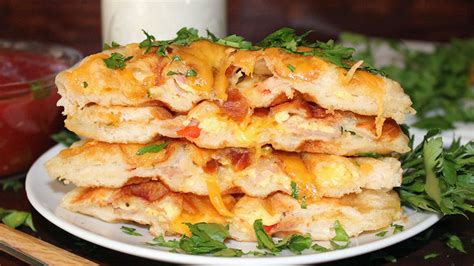 Western Omelet-Stuffed Biscuit Waffles Recipe - Pillsbury.com