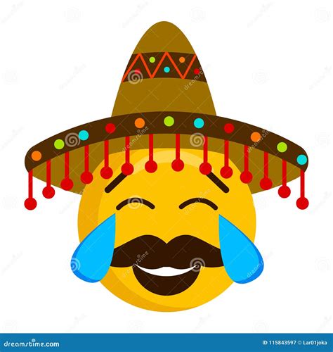 Emoji Feliz Con Un Sombrero Mexicano Ilustración del Vector ...