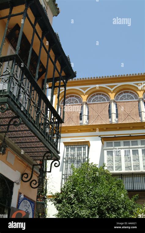 Wrought Iron Balcony in the Plaza Santa Cruz Seville Spain Stock Photo ...