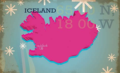 HD wallpaper: Iceland Vintage Map, pink Iceland wall decor ...