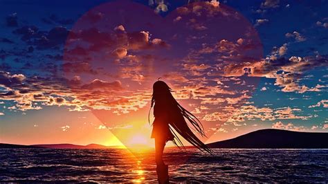 Anime girls, sunset glow, HD wallpaper | Wallpaperbetter