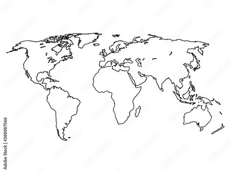 Outline world map. Graphic sketch doodle style. Vector line art Stock ...