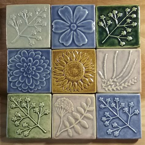 flower handmade tiles | Handmade tiles, Flower tile design, Clay tiles