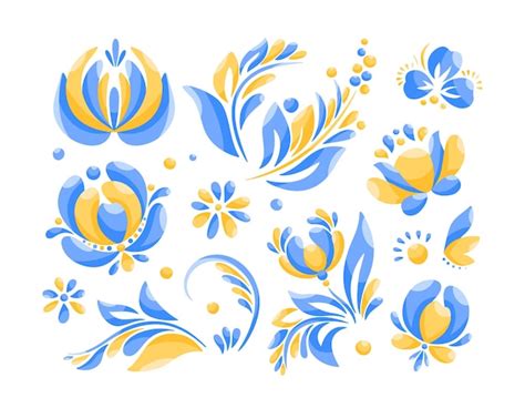 Premium Vector | Ukrainian folk art Petrykivka painting Set of flowers