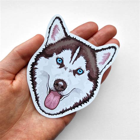 Siberian husky stickers vinyl decals, grey husky, black, brown huskies, white wolf samoyed ...