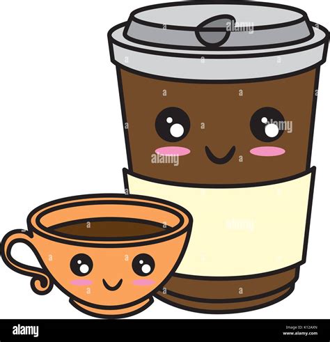 Coffee to go kawaii cute cartoon Vector ilustration Stock Vector Image ...