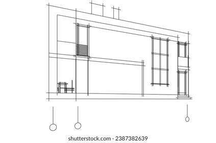 Architectural Sketch Vector 3d Illustration Stock Vector (Royalty Free) 2387382639 | Shutterstock