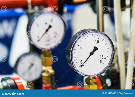 Pressure Gauge for Measuring Installed in Water or Gas Systems Stock ...