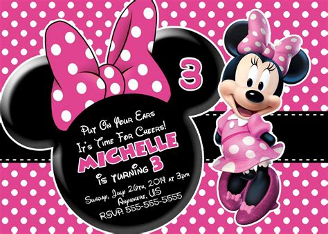 Minnie Mouse Birthday Card Invitations