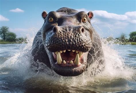 Premium AI Image | Hippopotamus in its habitat