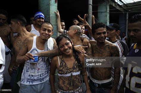 Members of the 18th street gang gather in the prison yard in the ...