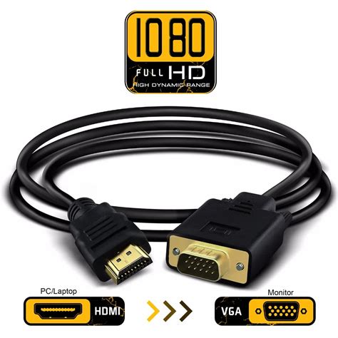 NewBEP 1.8 M HDMI to VGA Converter Cable with 3.5mm Audio HDMI VGA Adapter With Power 1080P For ...