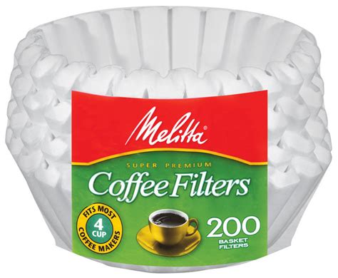 Melitta 4-6 Cup Jr. Basket Paper Coffee Filters White, 200 Count, 2 Pack - Walmart.com