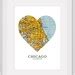 Chicago Map Heart Print, Chicago Map Art, Illinois Map, Heart Map Print, Chicago Map Gift, Love ...