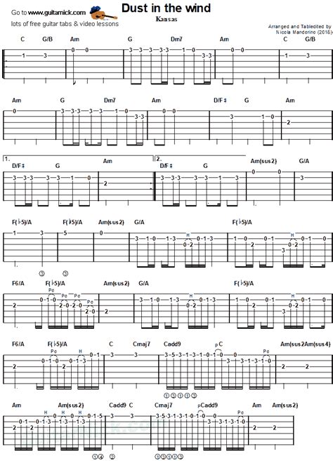 DUST IN THE WIND by Kansas: Guitar Tab - GuitarNick.com