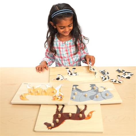 Wooden Flat Puzzles - Set of 6