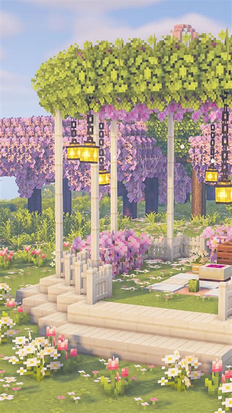 Minecraft | How to build a Cherry Blossom Gazebo (With Picnic ...