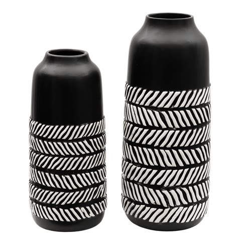 TERESA'S COLLECTIONS Modern Black Ceramic Vase, Home Décor Accents, Boho Vase for Pampas Grass ...