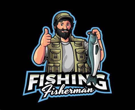 Premium Vector | Fisherman mascot logo design