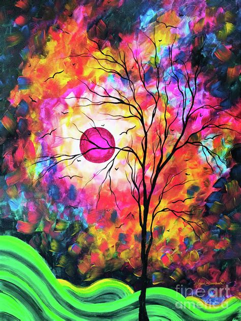 Abstract Art Original Tree Moon Landscape Painting Prints Home Decor Megan Duncanson Painting by ...