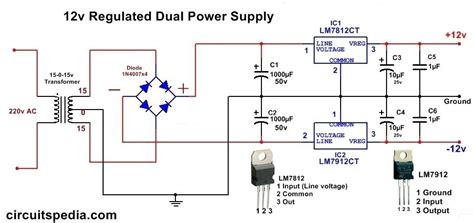 Dual Power Supply Circuit Diagram |12v,15v, 9v Regulated Dual Power Supply