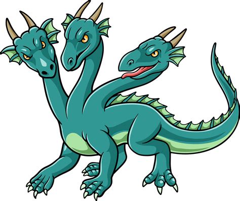 Cartoon cute three headed dragon 20003472 Vector Art at Vecteezy