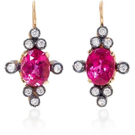 Montse Esteve 18K Gold, Pink Spinel and Diamond Earrings (151.128.265 IDR) liked on Pol… | 18k ...