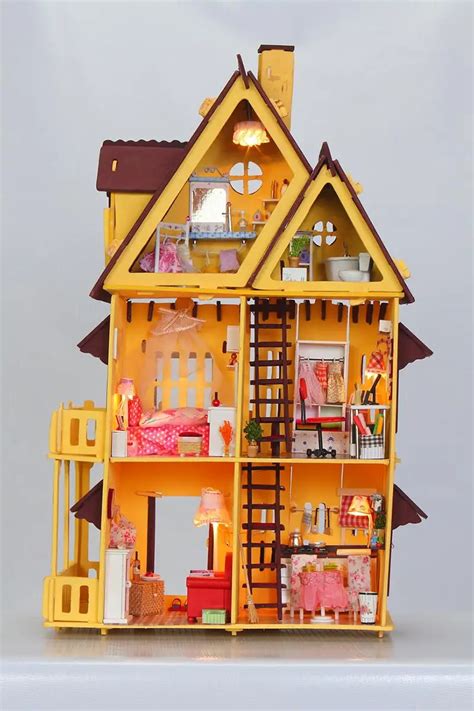 Gifts New Brand DIY Doll Houses Wooden Doll House Unisex dollhouse Kids Toy Furniture Miniature ...