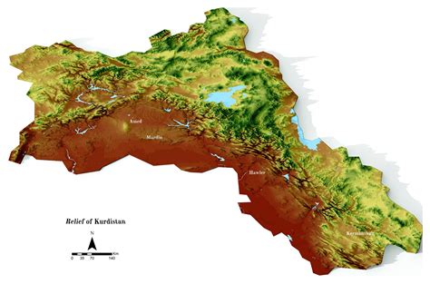 Kurdistan Map Kurdistan 2D Relief Map Kurdistan Poster - Etsy