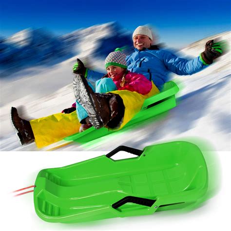 IMAGE Winter Plastic Snow Sled Boat w Integrated Brake Handle-Green for ...