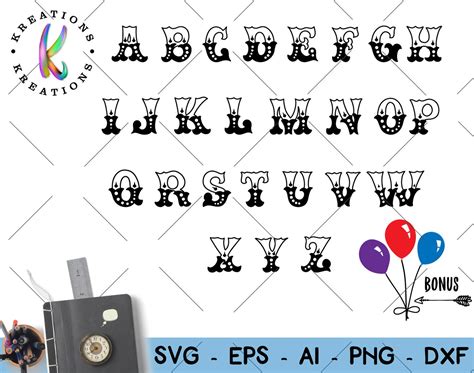 Circus Alphabet Letters Font Svg Circus Theme Letters SVG Cut - Etsy