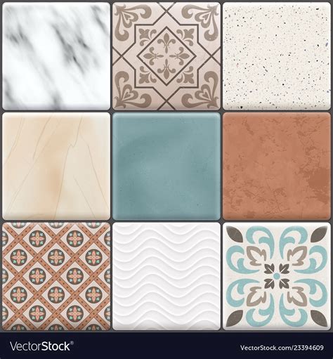 Realistic ceramic floor tiles icon set Royalty Free Vector