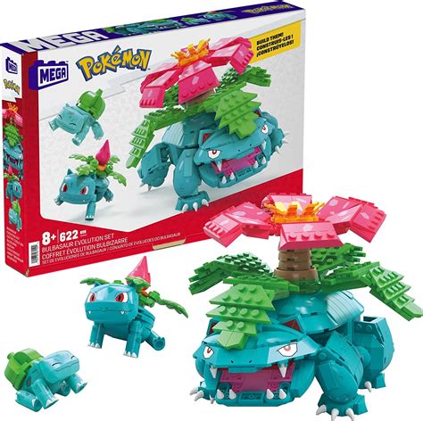 Mega Pokemon Bulbasaur Evolution Set with 622 Compatible Bricks and Pieces and Ivysaur and ...