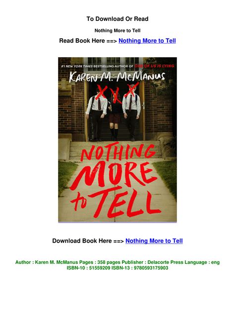 Pdf Download Nothing More to Tell BY Karen M McManus.pdf | DocDroid