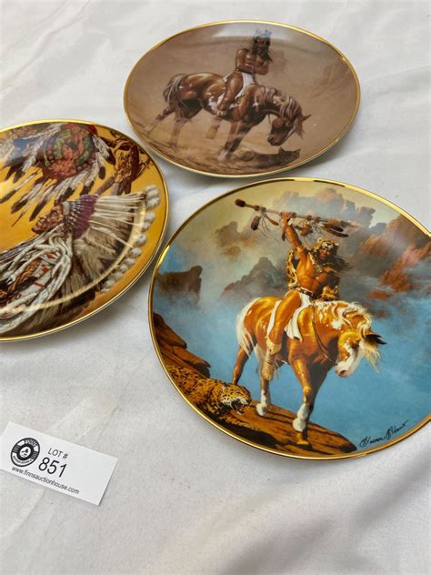 3 Franklin Mint Native American Collector Plates with COA's 24k Gold ...