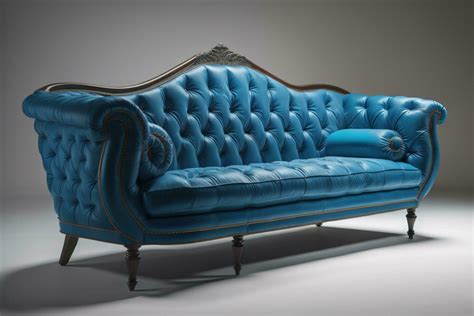 Classic blue leather sofa with blue pillows. generative ai 27056733 Stock Photo at Vecteezy