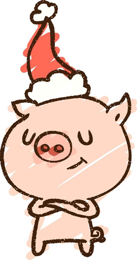 Christmas Pig Chalk Drawing 12213265 Vector Art at Vecteezy