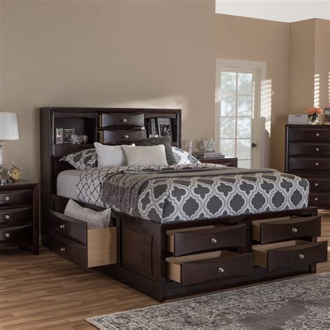Baxton Studio Pacifico Modern and Contemporary Dark Cherry Brown Finished 8-Drawer King Size ...