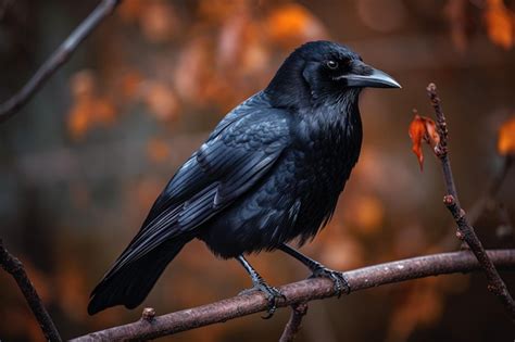 Premium AI Image | Beautiful raven crow on a branch nature birds