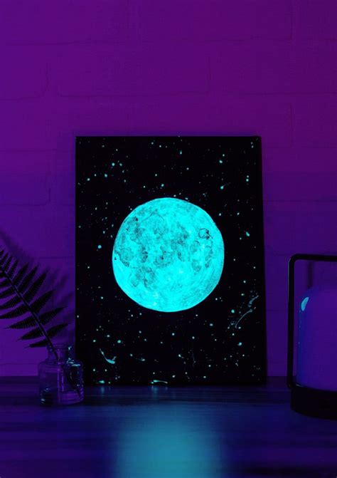 DIY Glow-In-The-Dark Moon Art Tutorial | Glow in dark paint, Moon art, Moon painting