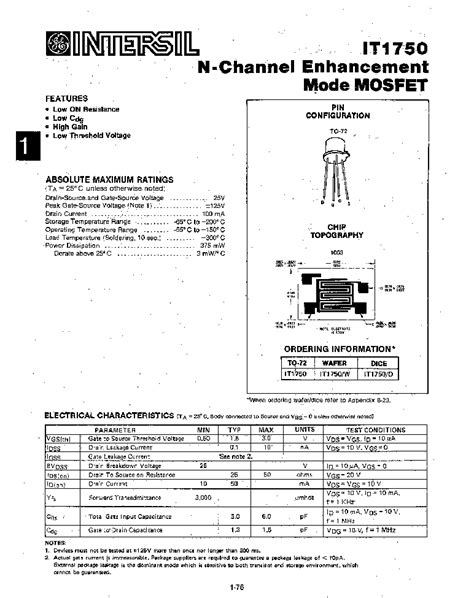 icl7660 datasheet(104/122 Pages) INTERSIL | P-CHANNEL JFET