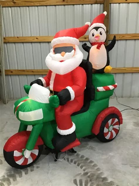 7FT GEMMY AIRBLOWN Inflatable Prototype Christmas Santa Motorcycle ...