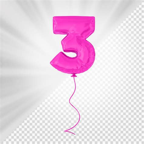 Premium PSD | Pink balloon number 3