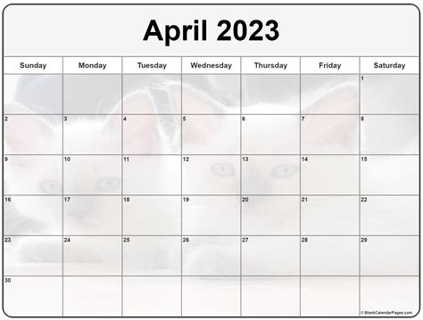 Collection of April 2023 photo calendars with image filters.