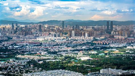 Kunming City Skyline Panorama with Buildings of Downtown Area Yunnan ...