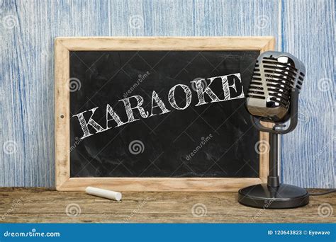 Karaoke Written on Vintage Chalkboard with Microphone Stock Image - Image of karaoke, chalkboard ...