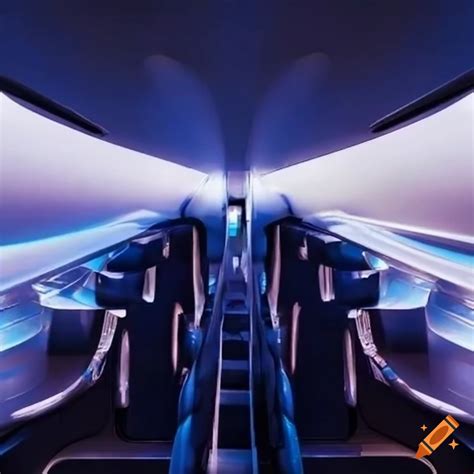 Interior of a futuristic aircraft cabin