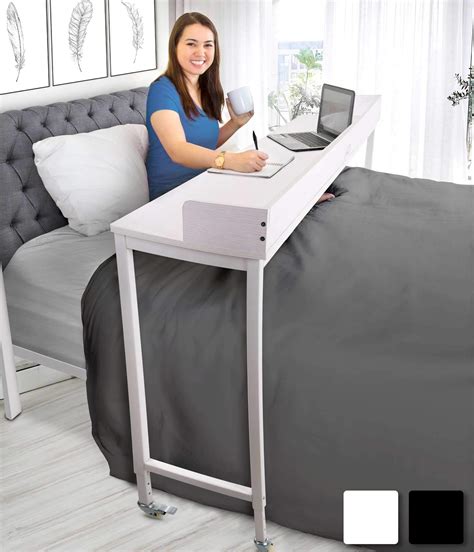Buy Joy Overbed Table with Wheels for Full/Queen Beds | Height Adjustable Rolling Bed Desk ...