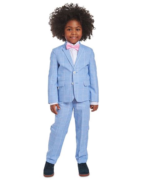 Nautica Little Boys 4-Pc. Blue Windowpane Suit Set - Macy's