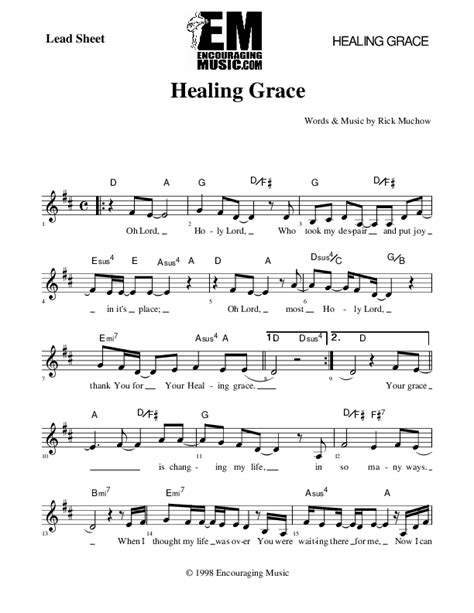 Healing Grace Sheet Music PDF (Rick Muchow) - PraiseCharts